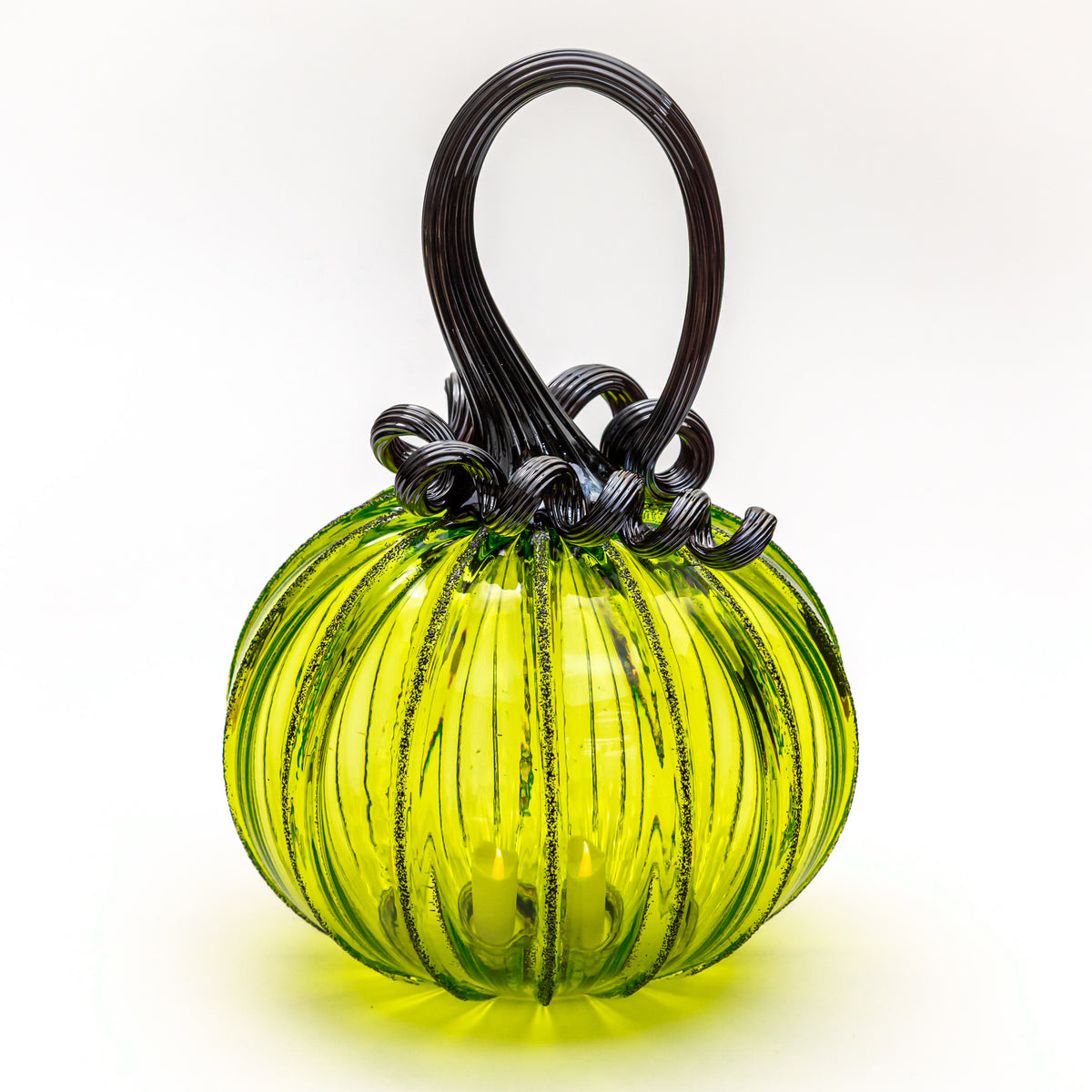 Chartreuse Elixir Glass Pumpkin w/Tealight