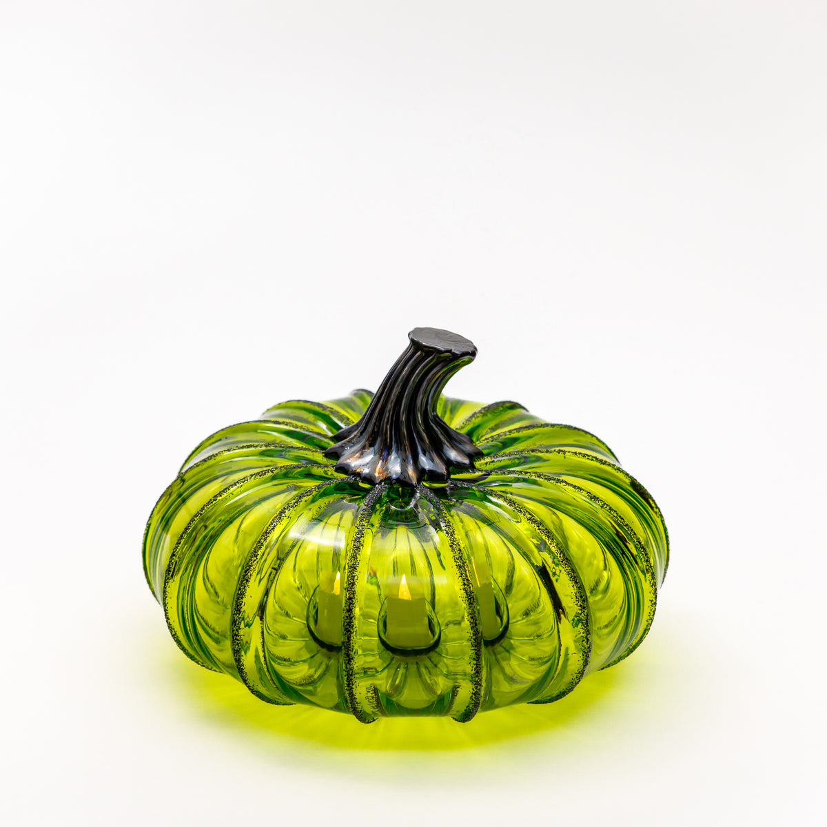 Chartreuse Elixir Glass Pumpkin w/Tealight