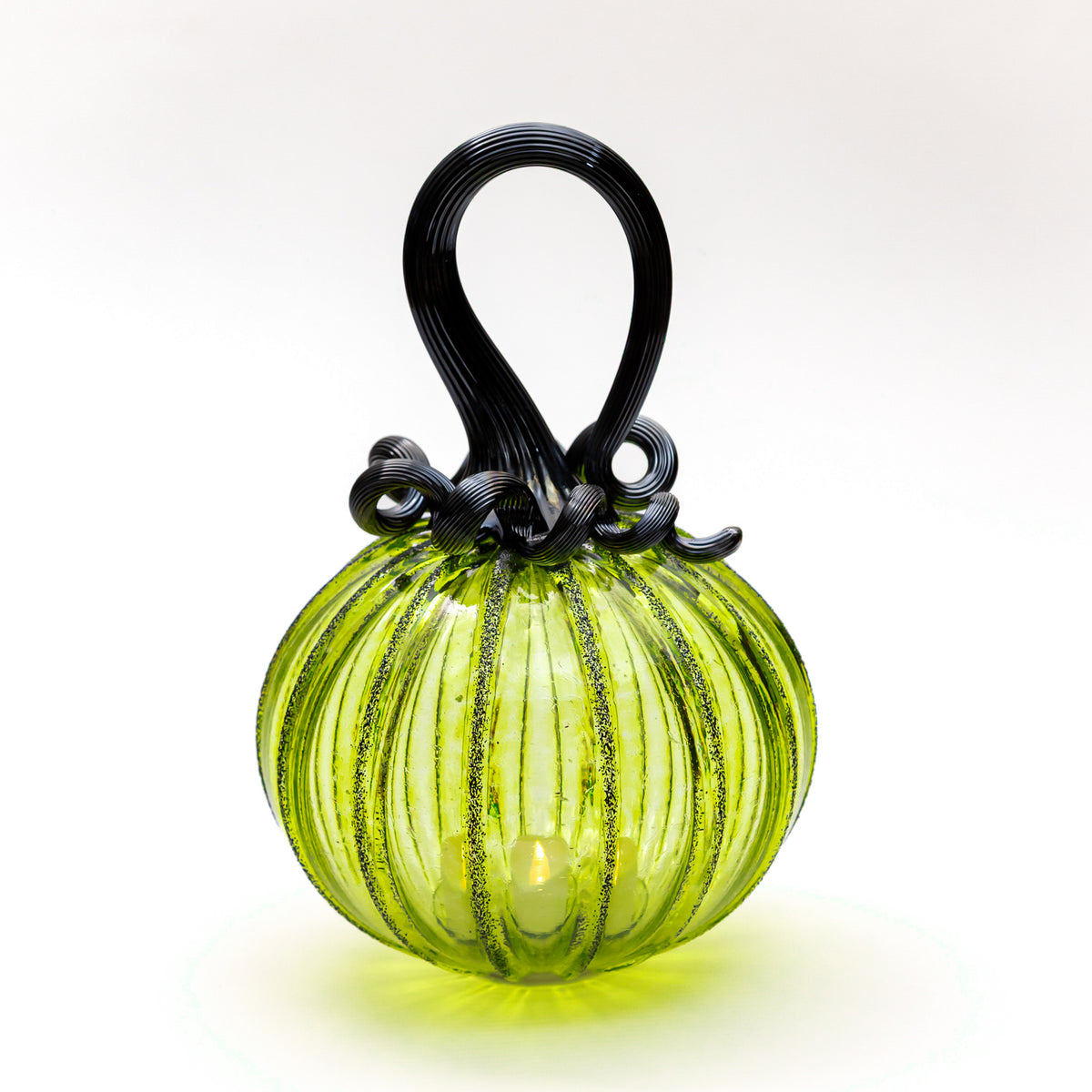 Chartreuse Elixir Glass Pumpkin w/Tealight