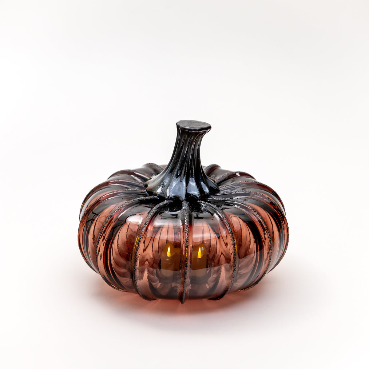 Antique Rose Glass Pumpkin w/Tealight