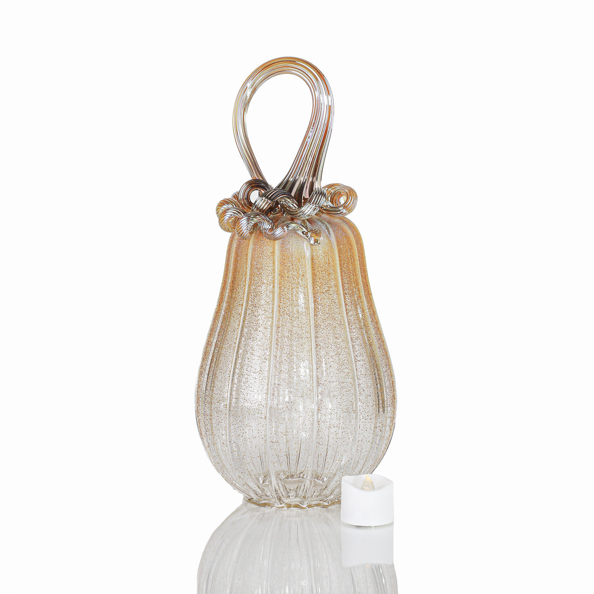 Golden Heroine Textured Pumpkin w/Tealight