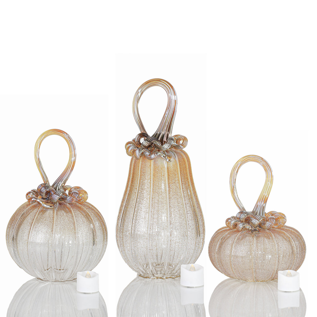 Golden Heroine Textured Pumpkin w/Tealight