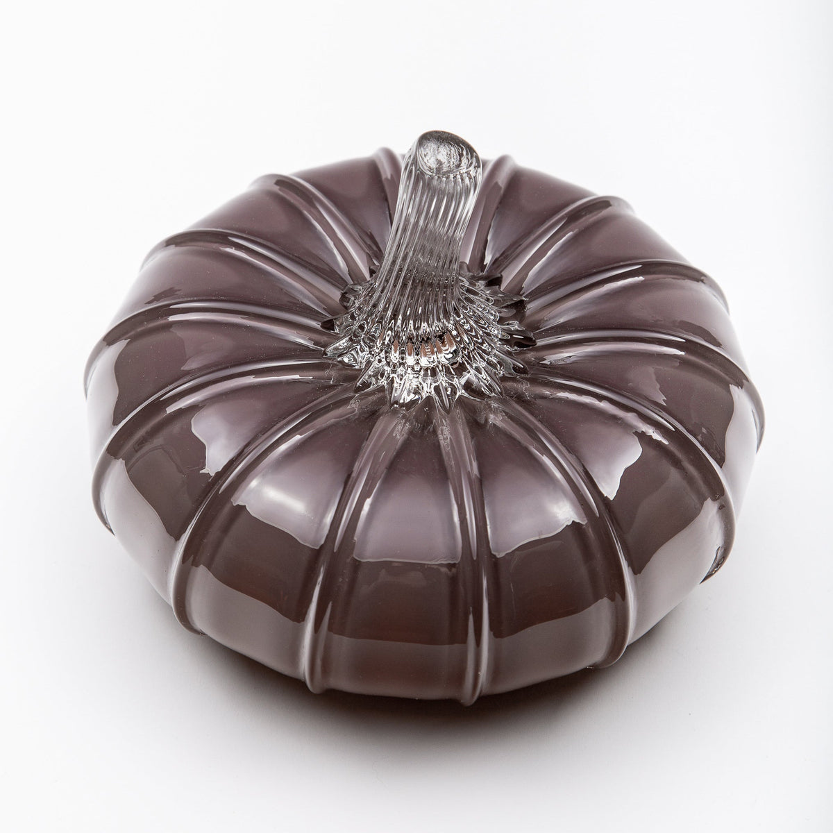 Aubergine Glass Pumpkin w/Tealight