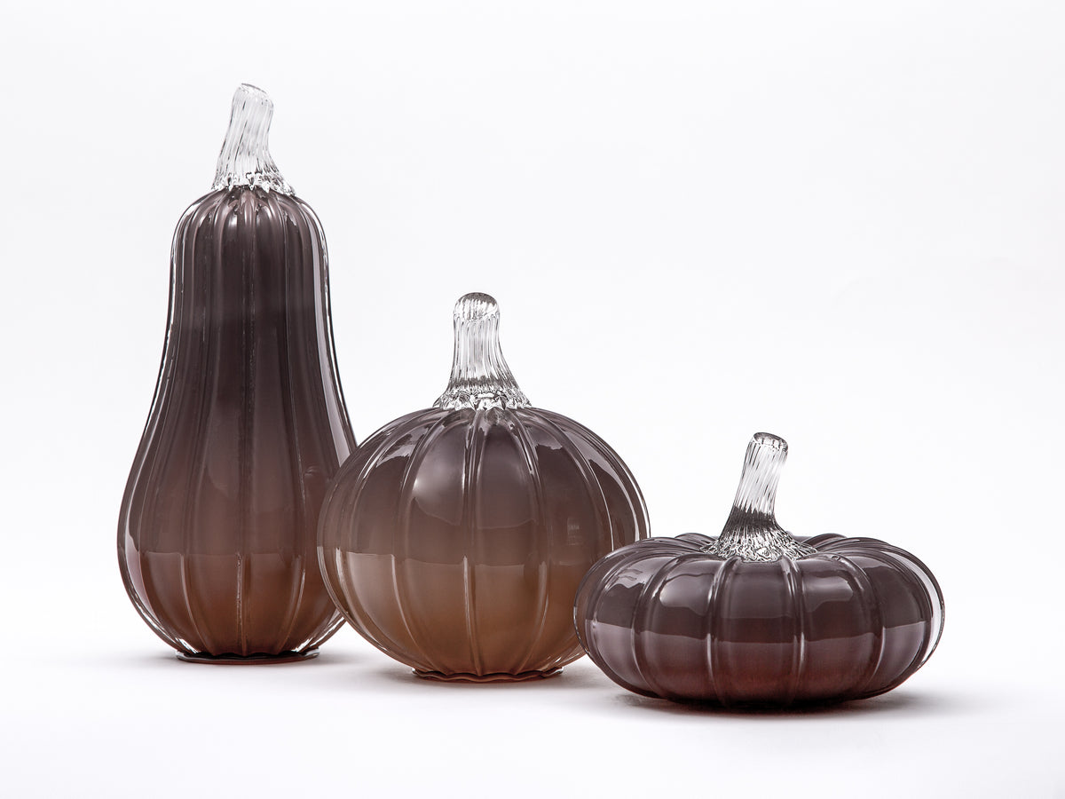 Aubergine Glass Pumpkin w/Tealight
