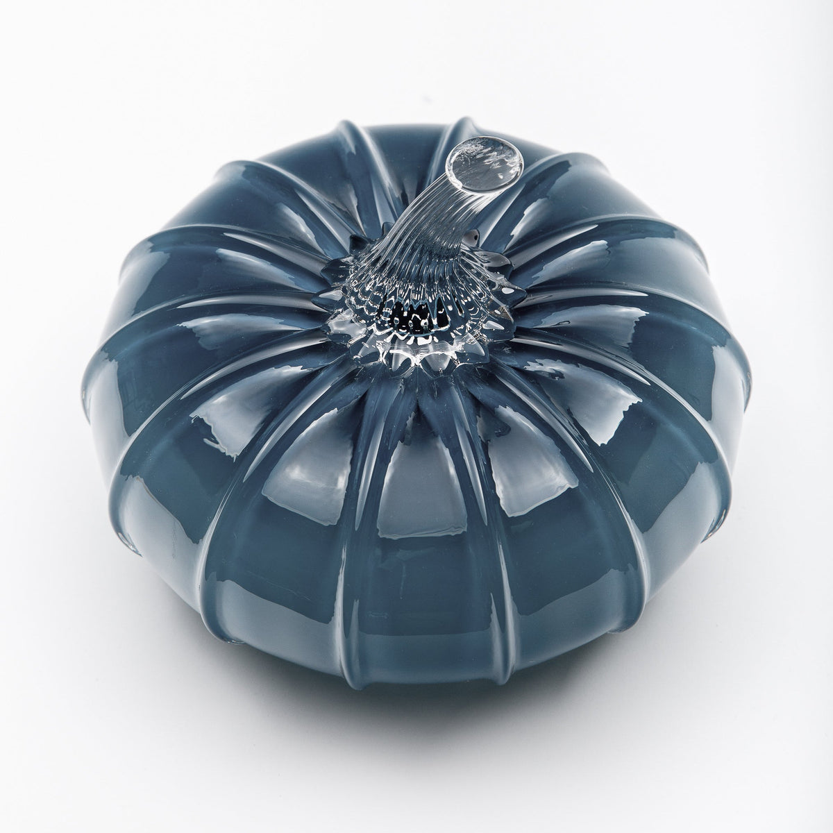Cerulean Glass Pumpkin w/Tealight
