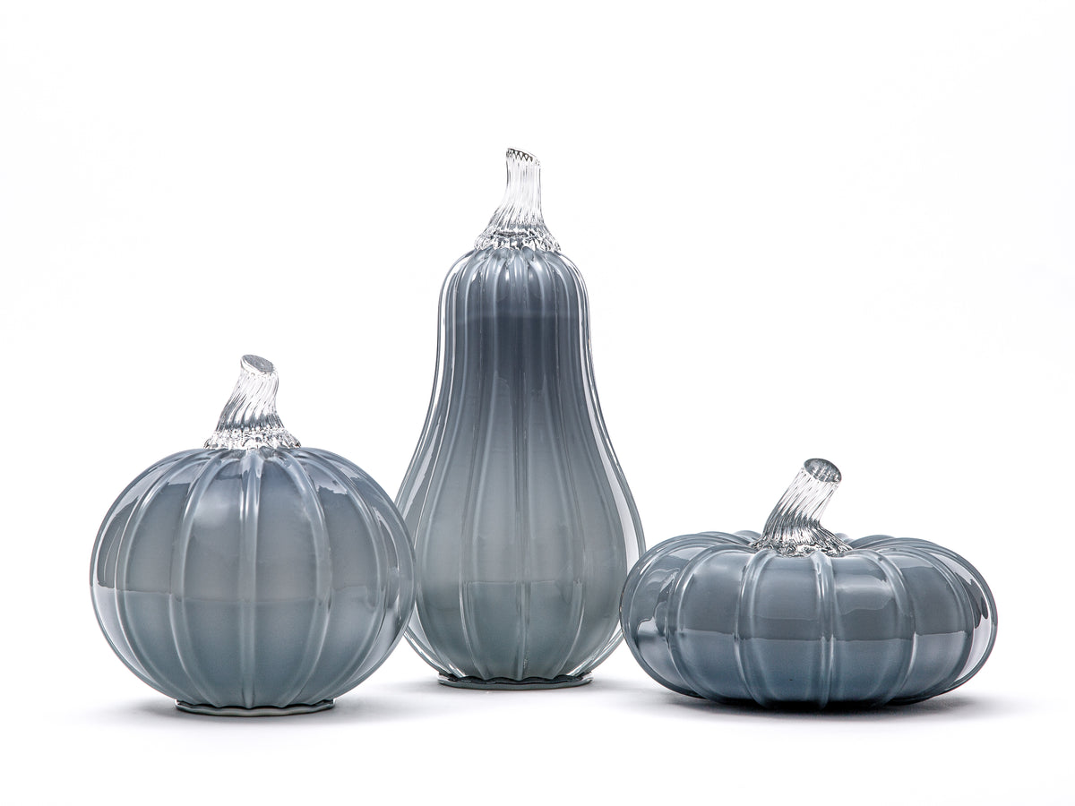 Denim Glass Pumpkin w/Tealight