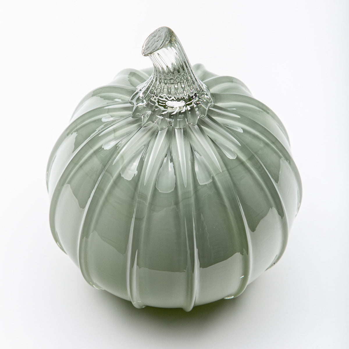 Spanish Moss Glass Pumpkin w/Tealight