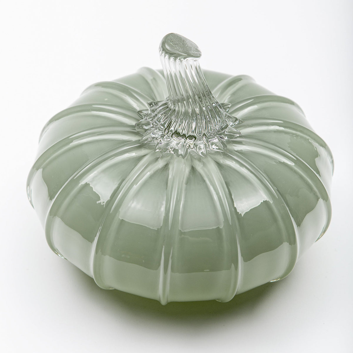 Spanish Moss Glass Pumpkin w/Tealight