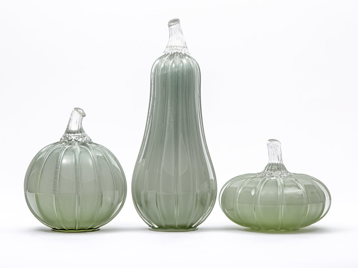 Spanish Moss Glass Pumpkin w/Tealight