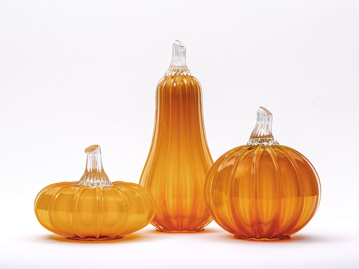 Golden Hour Glass Pumpkin w/Tealight