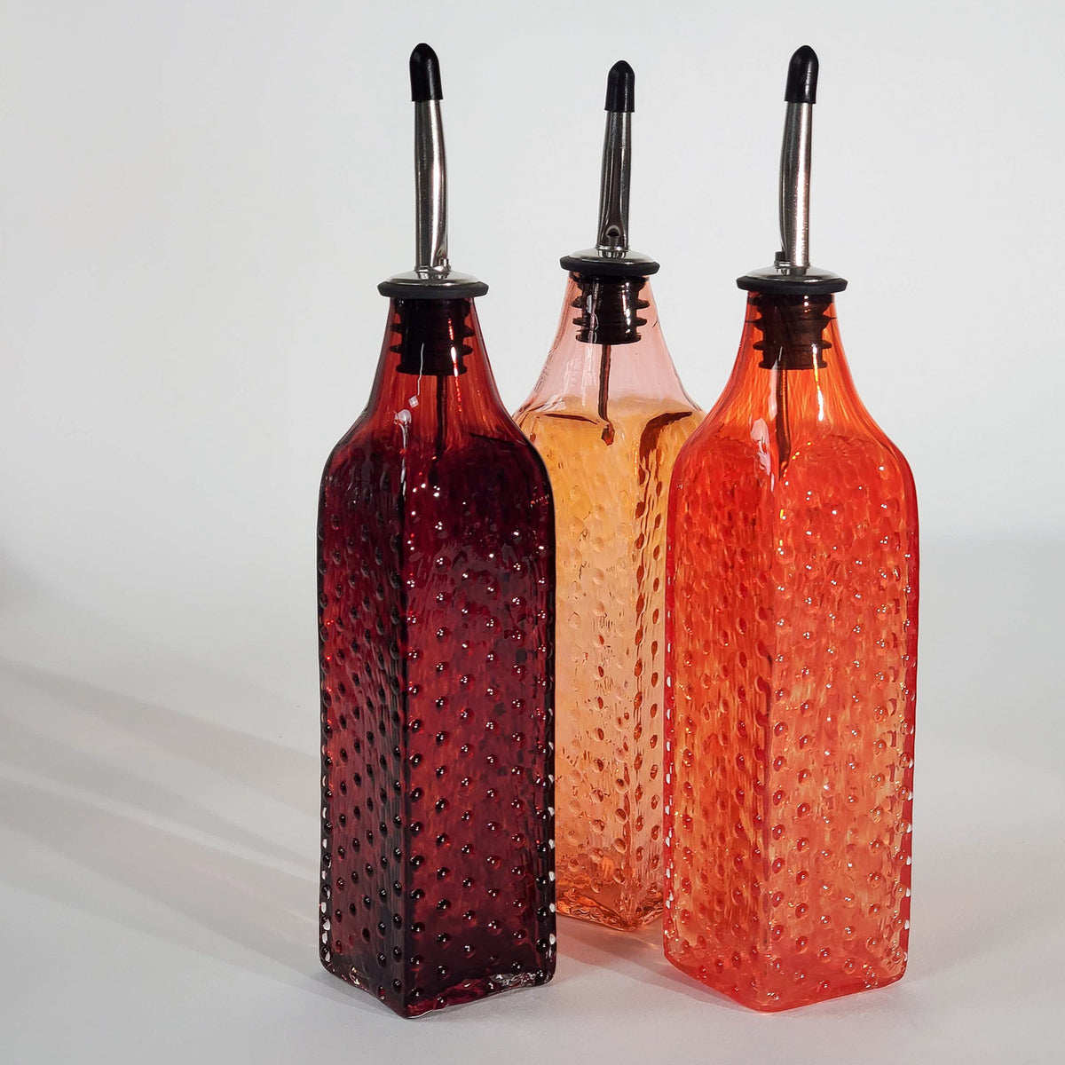 Candy Apple Red Hobnail Handblown Bottle