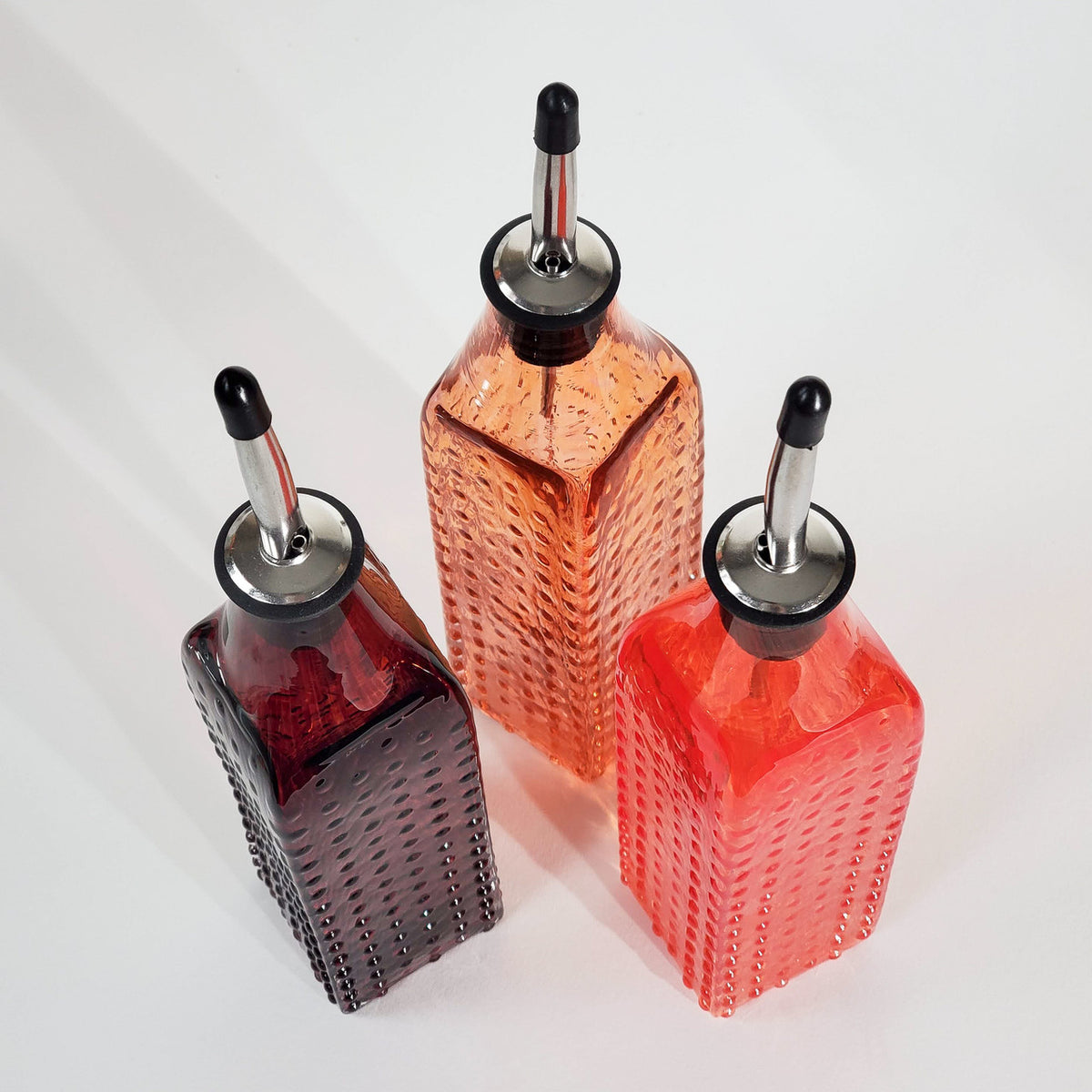 Candy Apple Red Hobnail Handblown Bottle