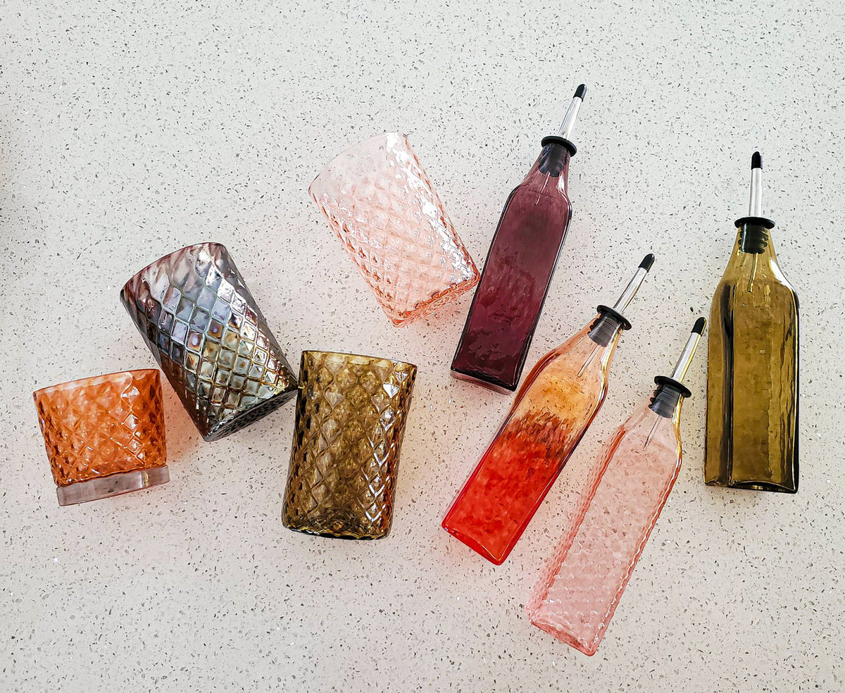 Pink Lemonade Hobnail Handblown Bottle