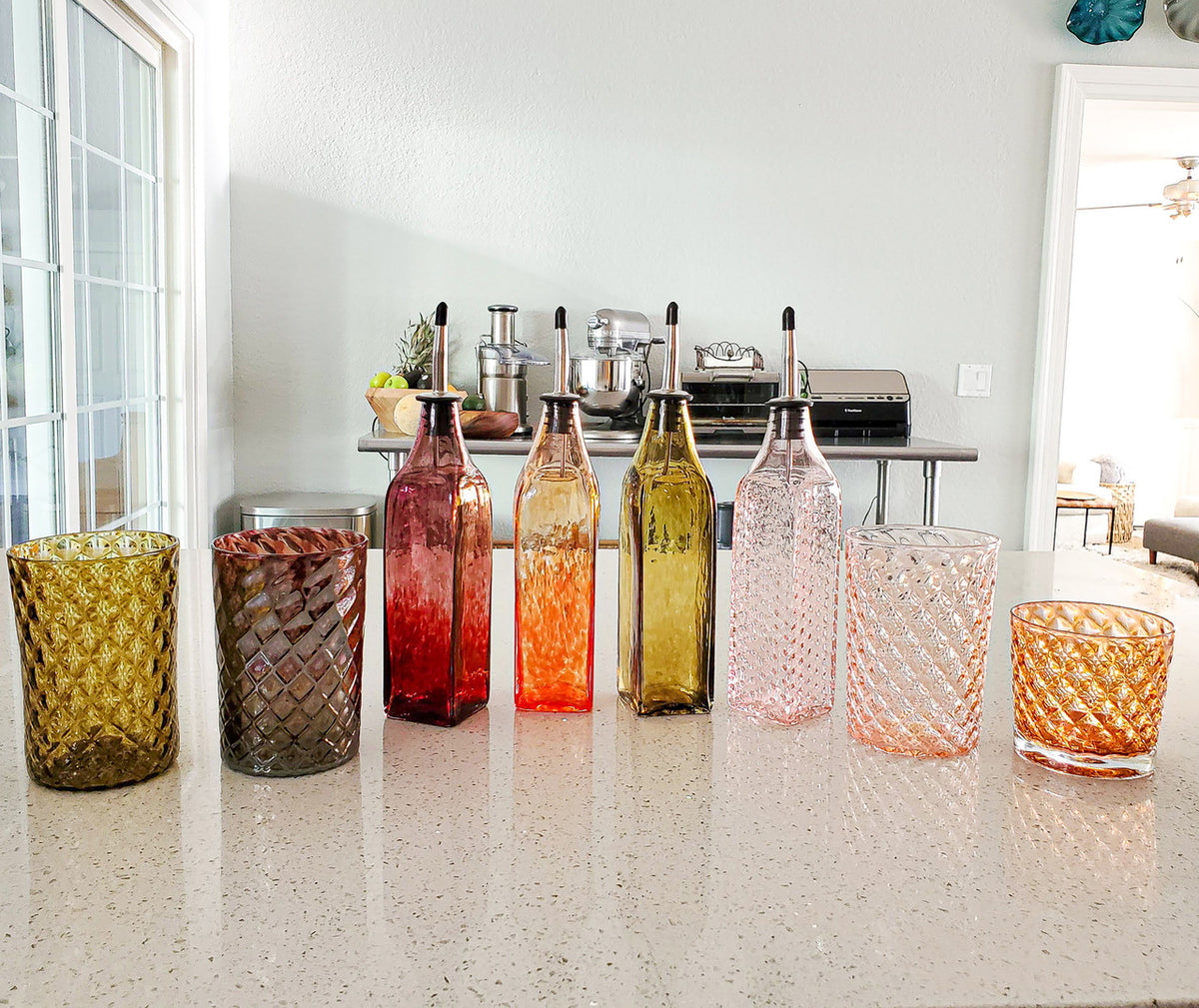 Pink Lemonade Hobnail Handblown Bottle