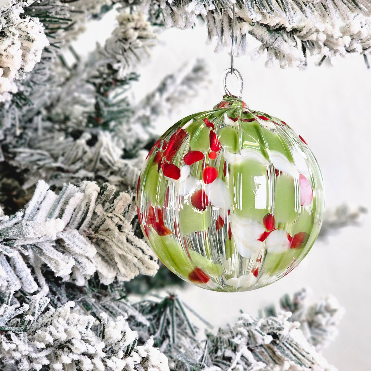 Cypress &amp; Cranberry Handblown Glass Ornament