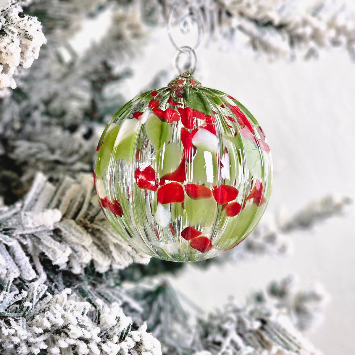 Cypress &amp; Cranberry Handblown Glass Ornament