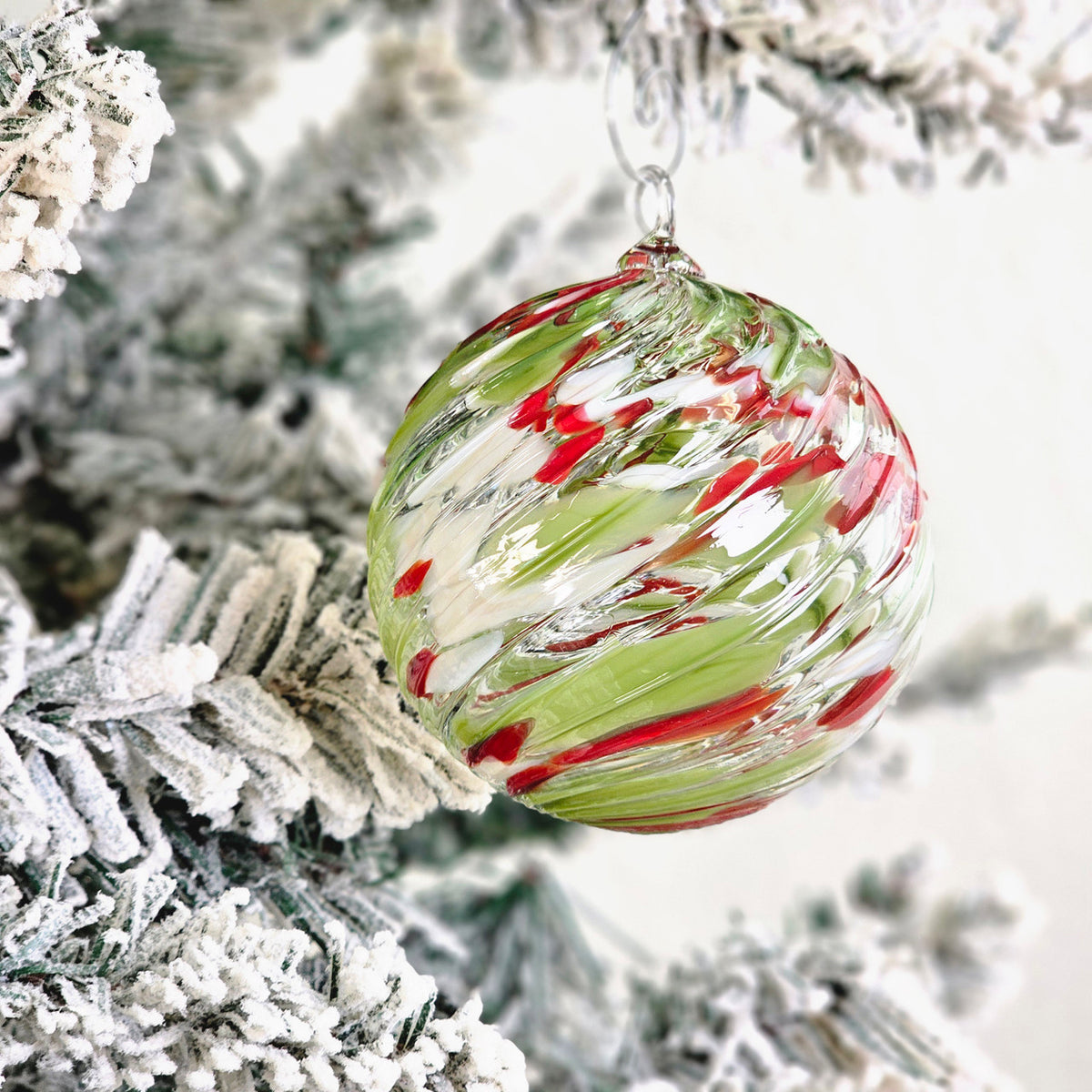 Cypress &amp; Cranberry Handblown Glass Ornament