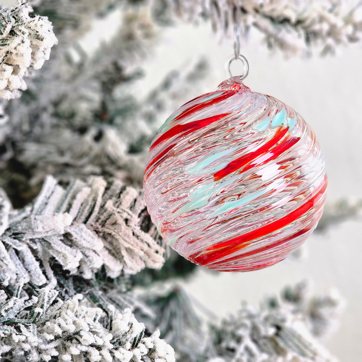Candy Cane Handblown Glass Ornament