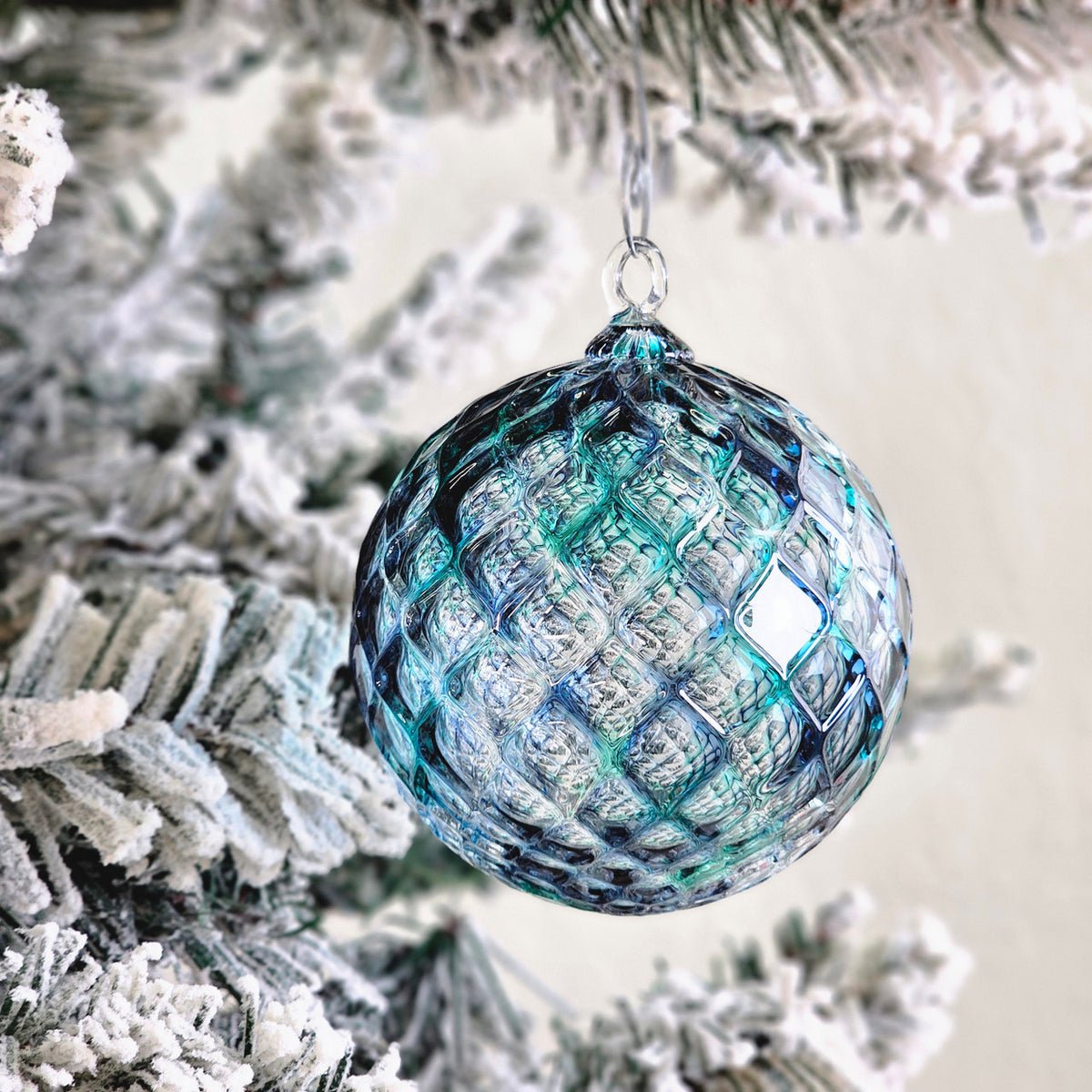 Blue Spruce Handblown Glass Ornament