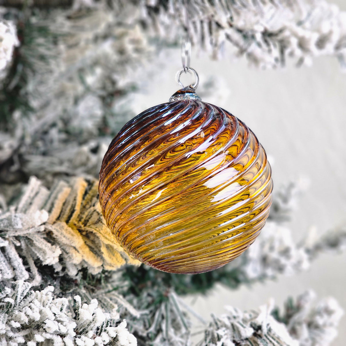 Metallic Violet Gold Handblown Glass Ornament