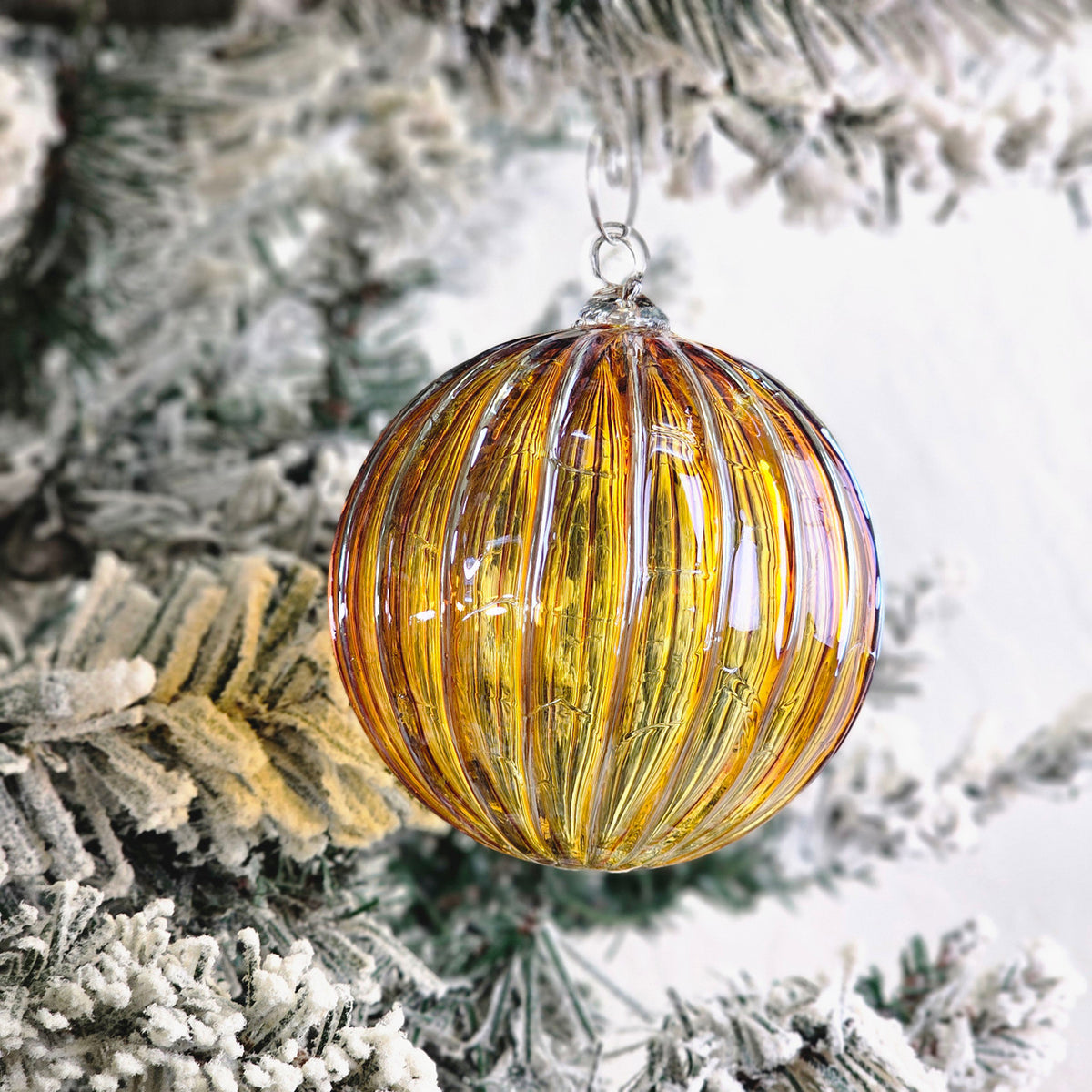 Metallic Violet Gold Handblown Glass Ornament