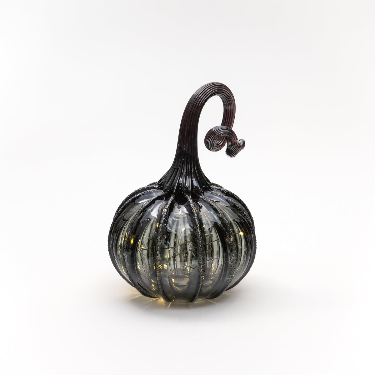 Raven Glass Pumpkin w/Tealight