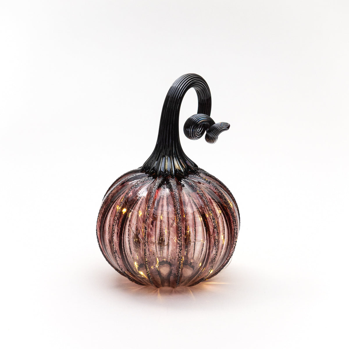 Antique Rose Glass Pumpkin w/Tealight