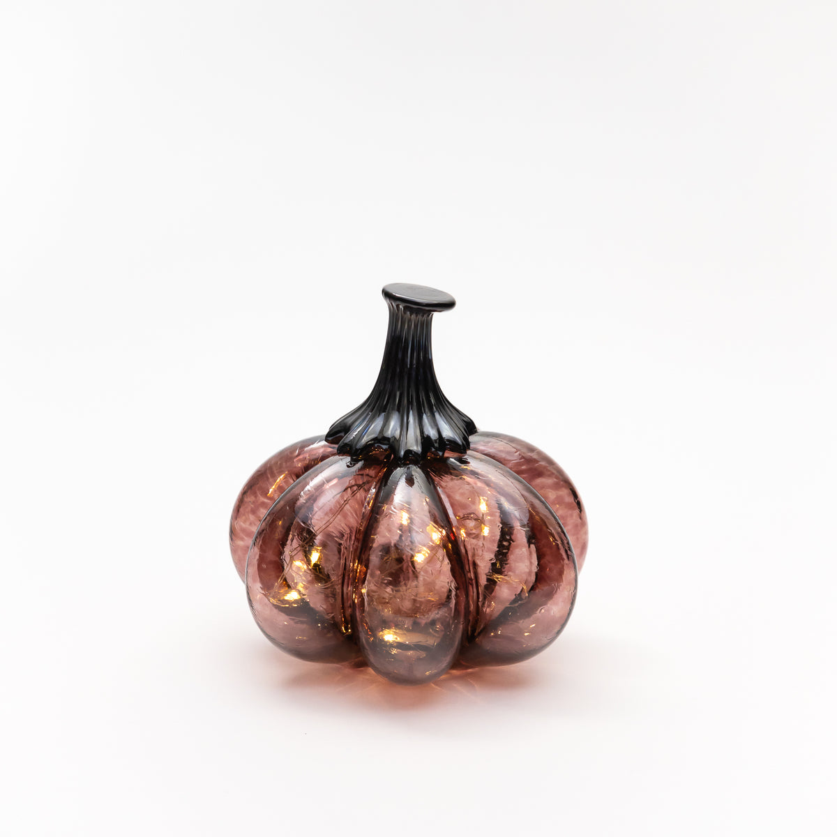 Antique Rose Glass Pumpkin w/Tealight