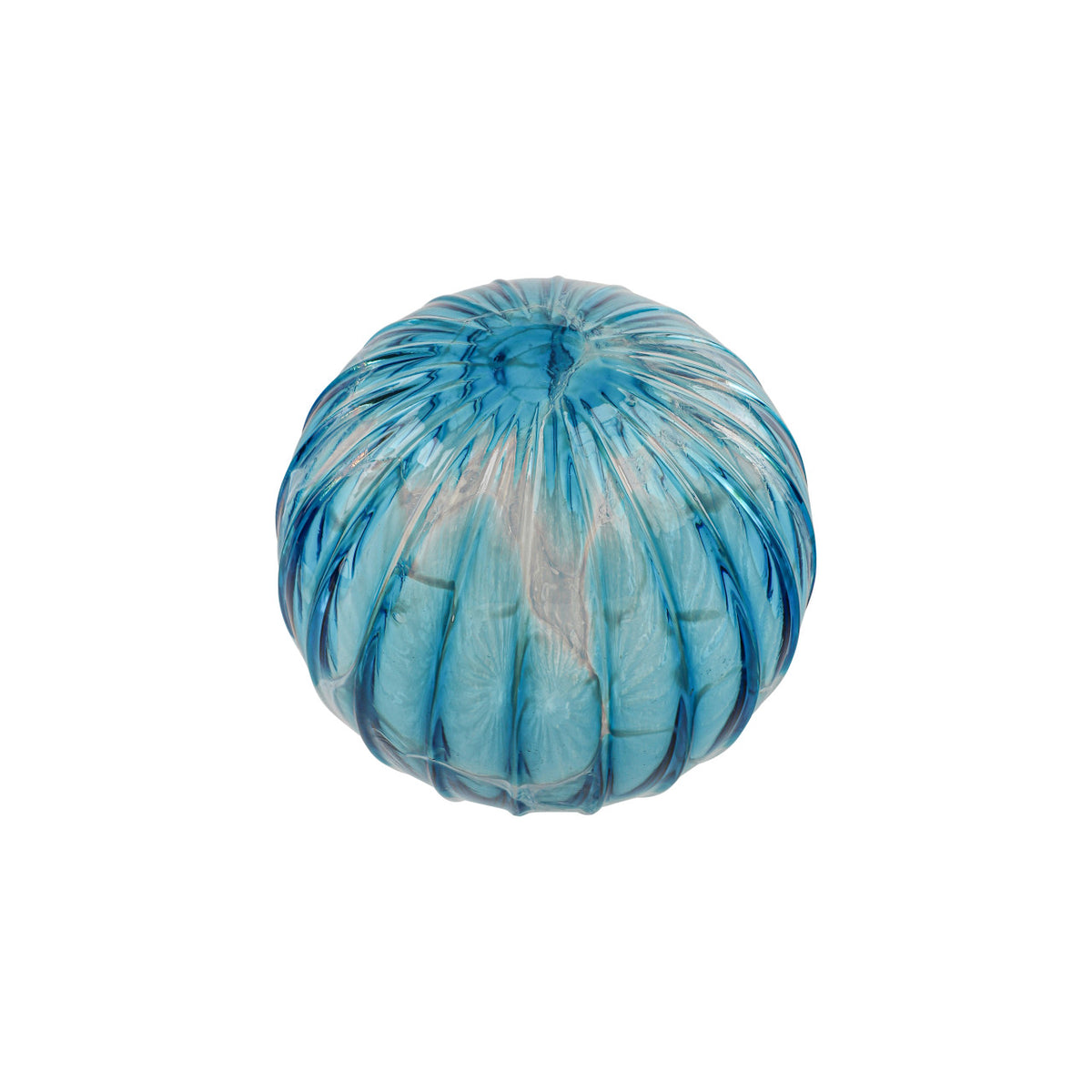 Aqua Snow Flurry Handblown Glass Ornament