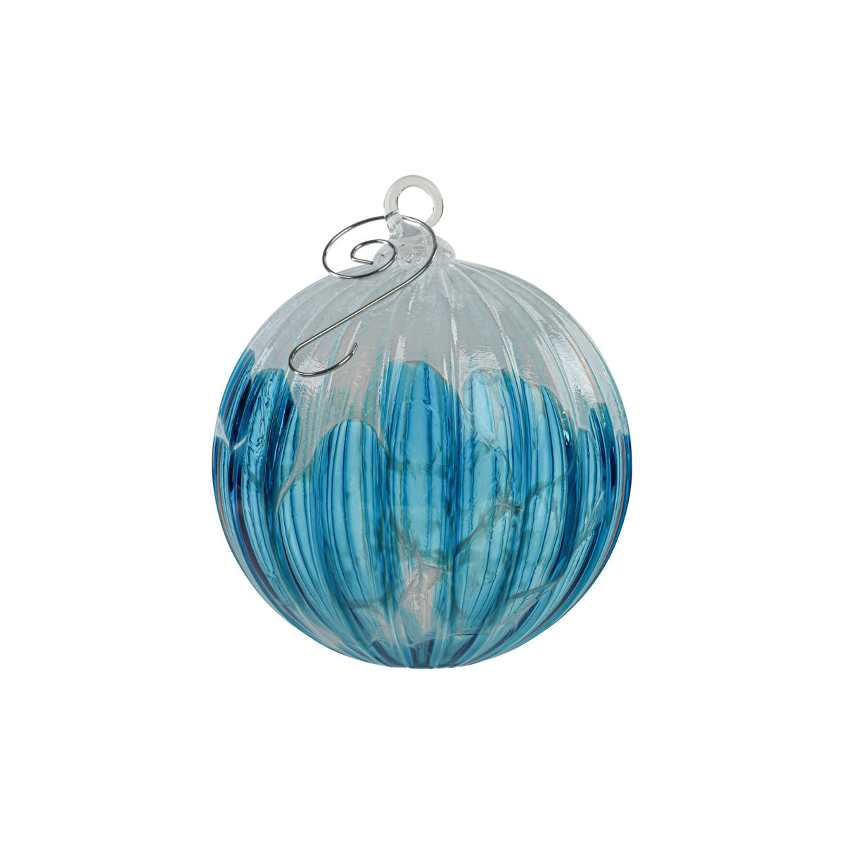 Aqua Snow Flurry Handblown Glass Ornament