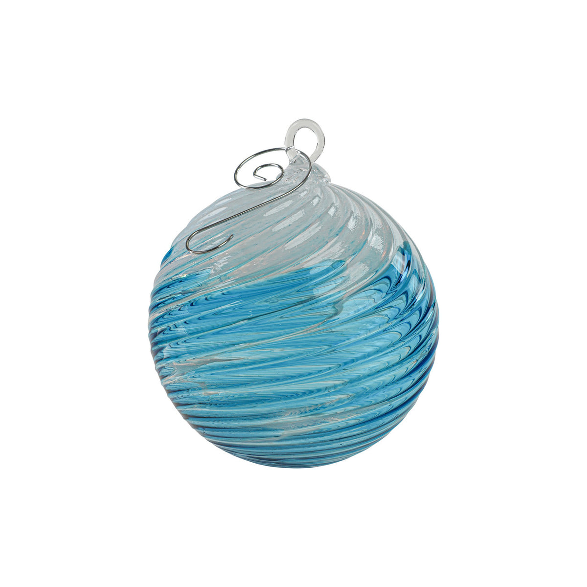Aqua Snow Flurry Handblown Glass Ornament