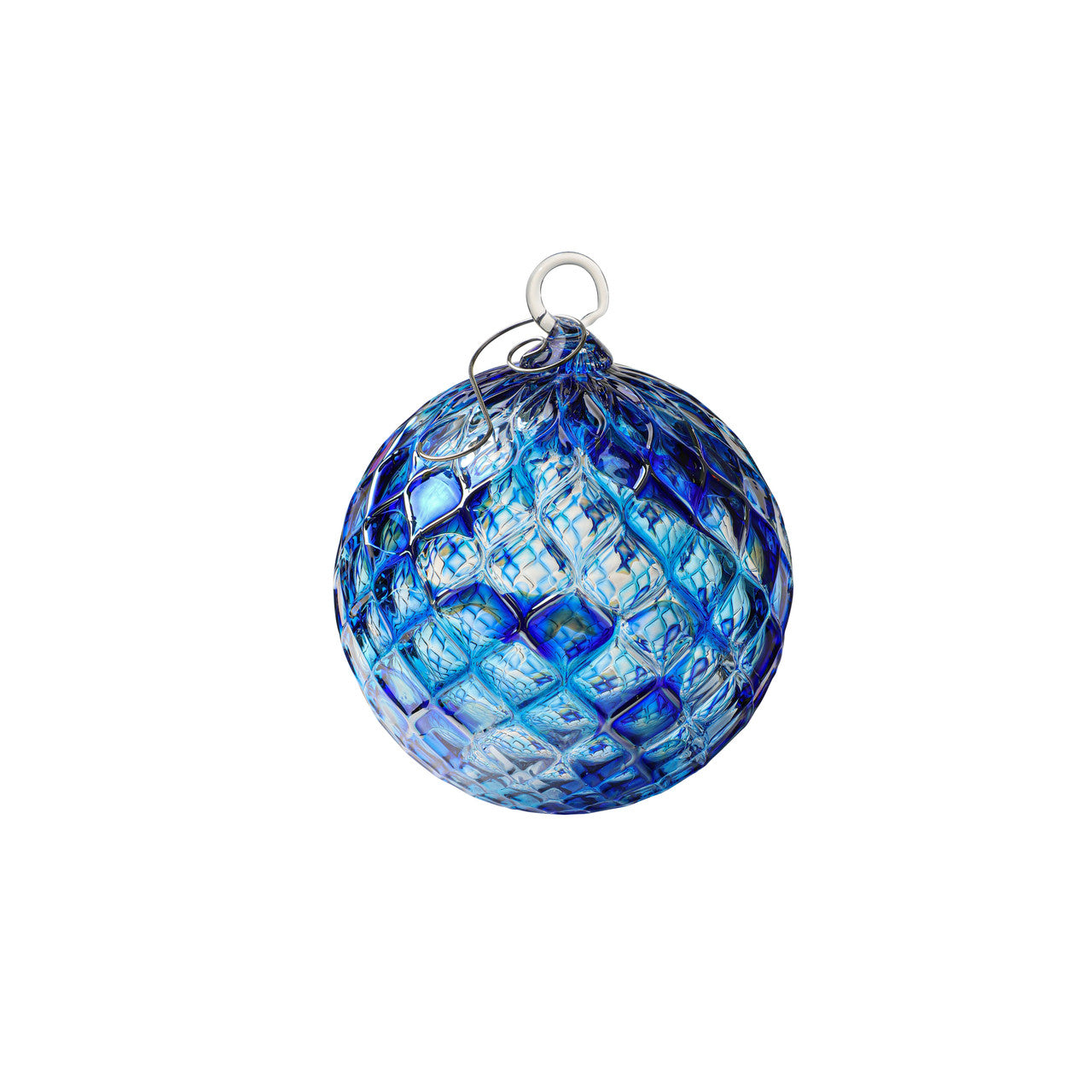 Metallic Mountain Blue Mixed Set of Six Handblown Glass Ornaments