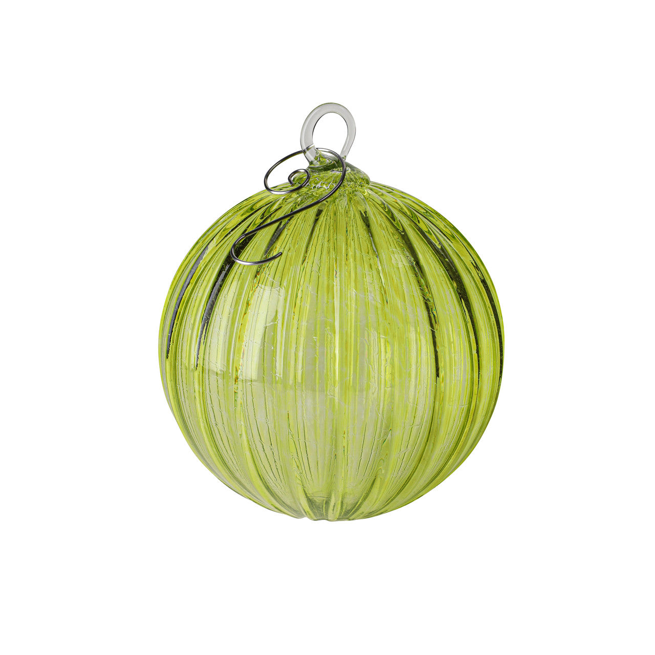 Lime Green Set of 6 Mixed Handblown Glass Ornaments