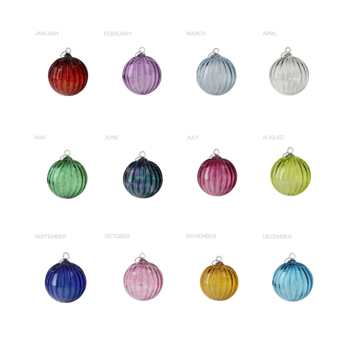 20 Point Birthstone Handblown Glass Ornaments