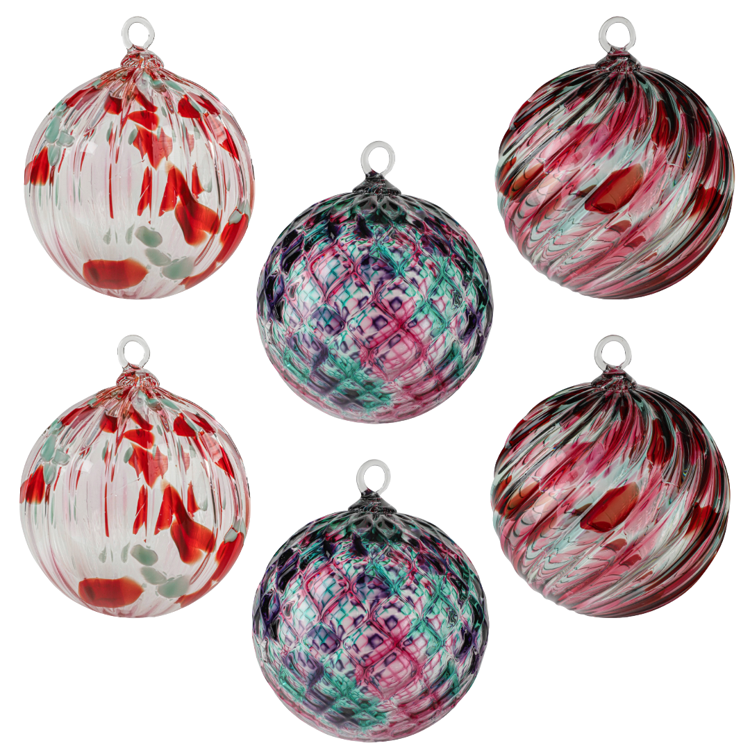 Candy Cane Set of 6 Mixed Handblown Glass Ornaments