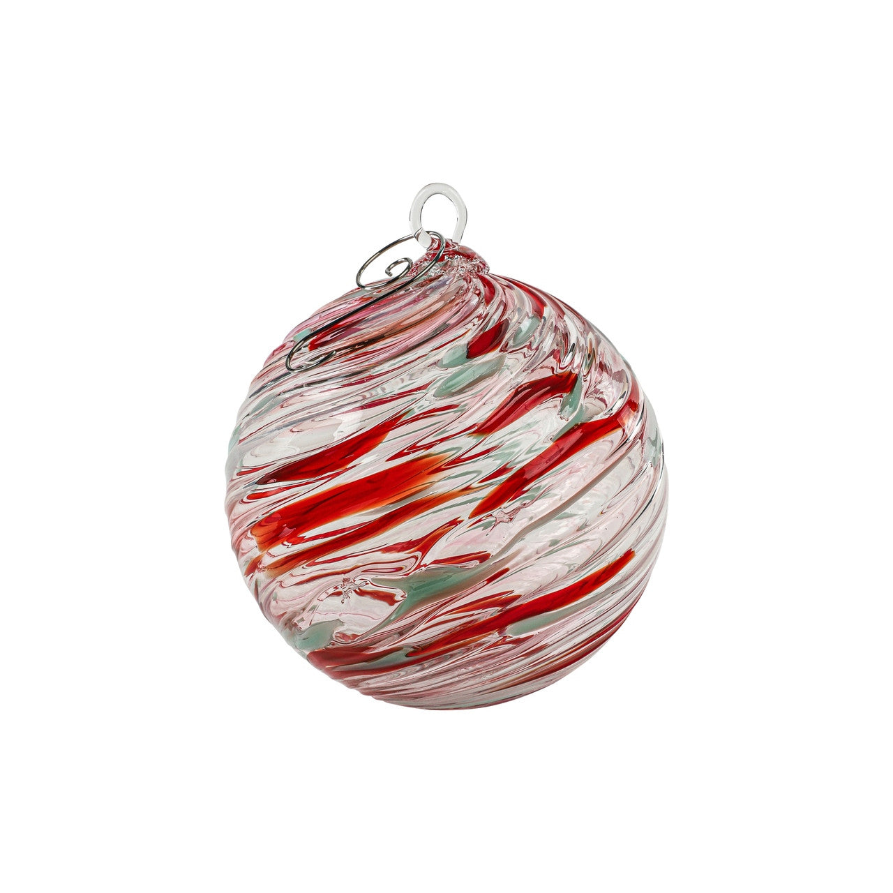 Cranberry Flurry Set  of 6 Mixed Handblown Glass Ornaments