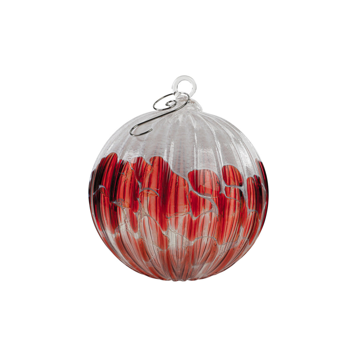 Cranberry Snow Flurry Handblown Glass Ornament