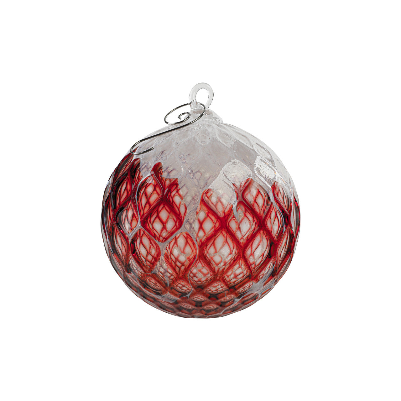 Cranberry Flurry Set  of 6 Mixed Handblown Glass Ornaments