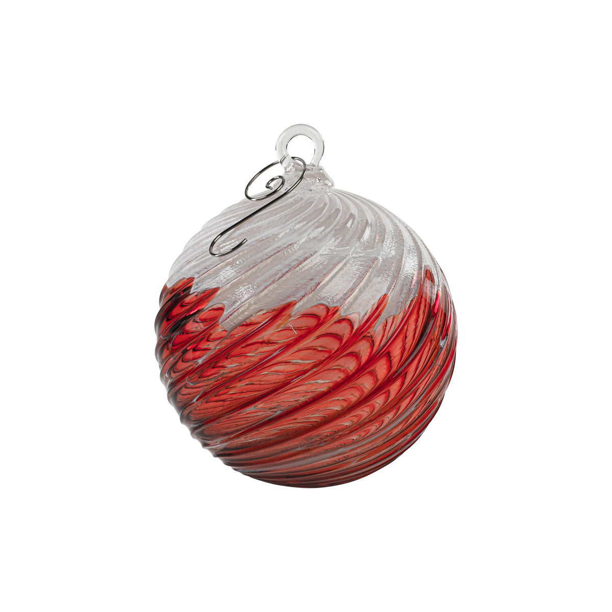 Cranberry Snow Flurry Handblown Glass Ornament