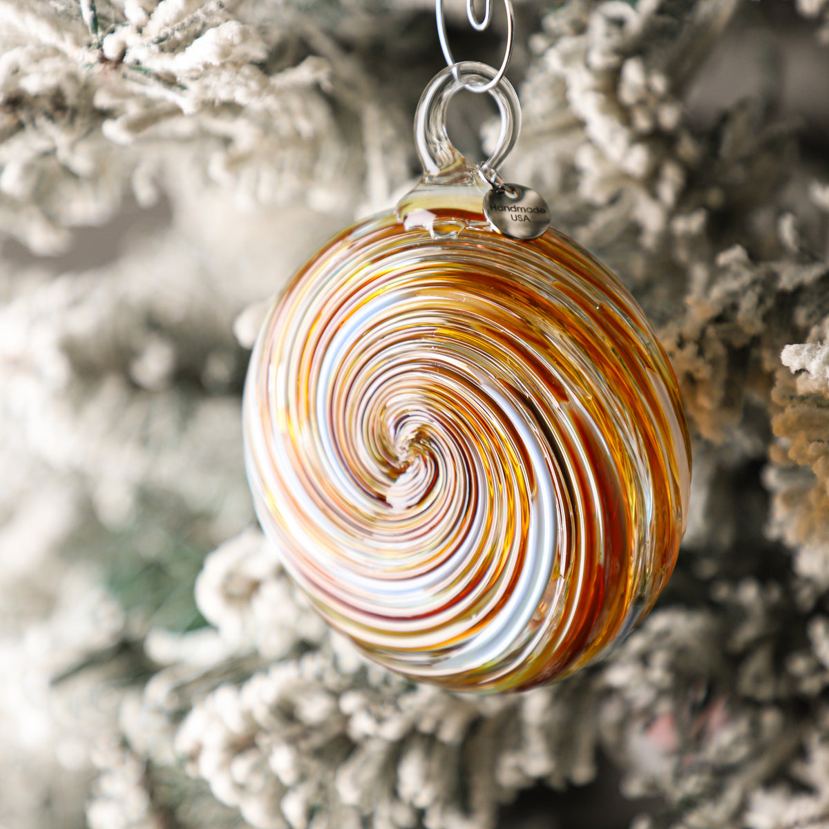 Fall Into Winter Handblown Glass Ornament