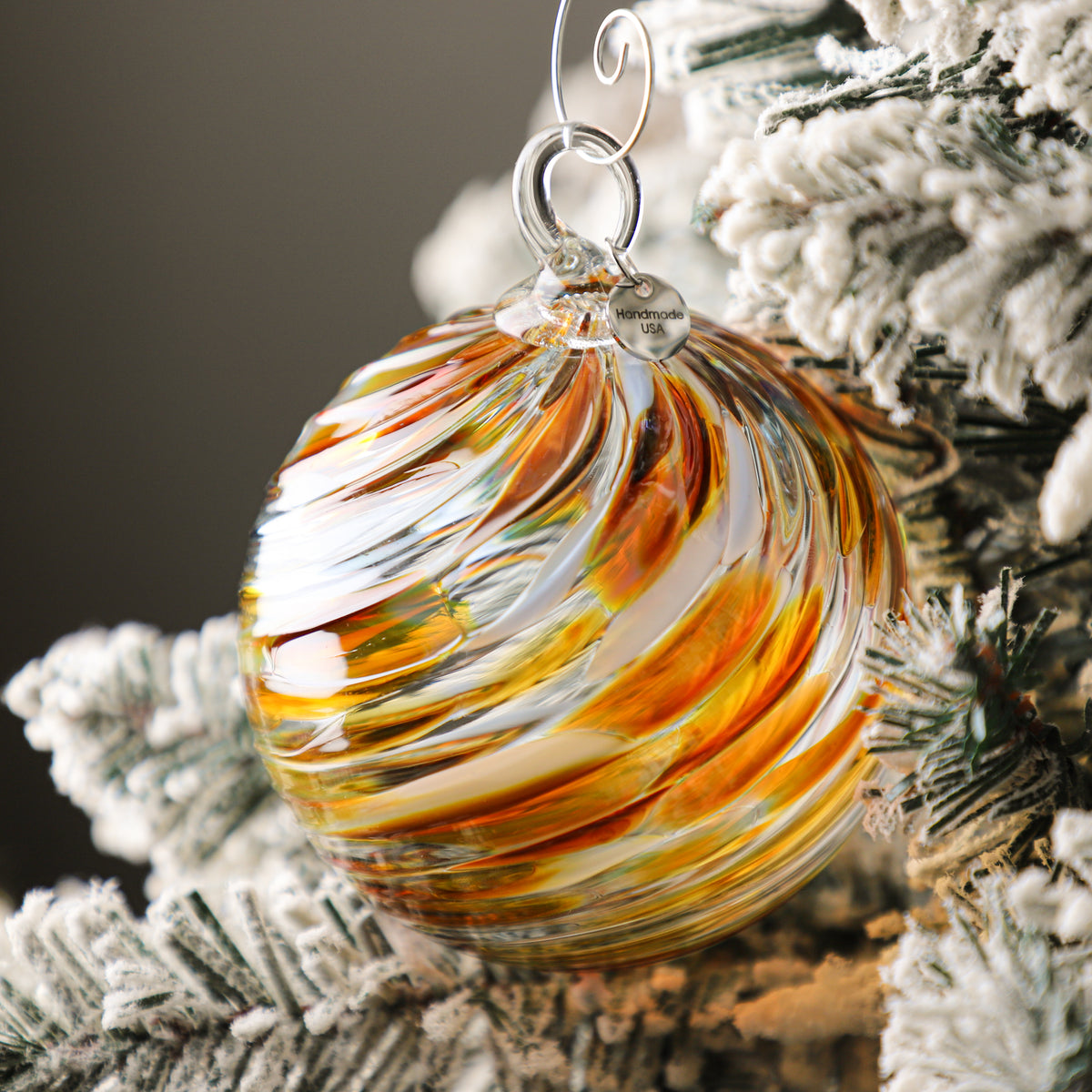 Fall Into Winter Handblown Glass Ornament