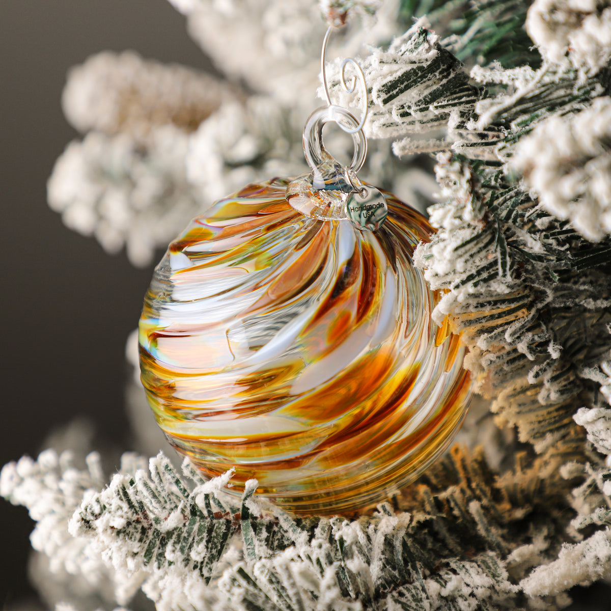 Fall Into Winter Handblown Glass Ornament