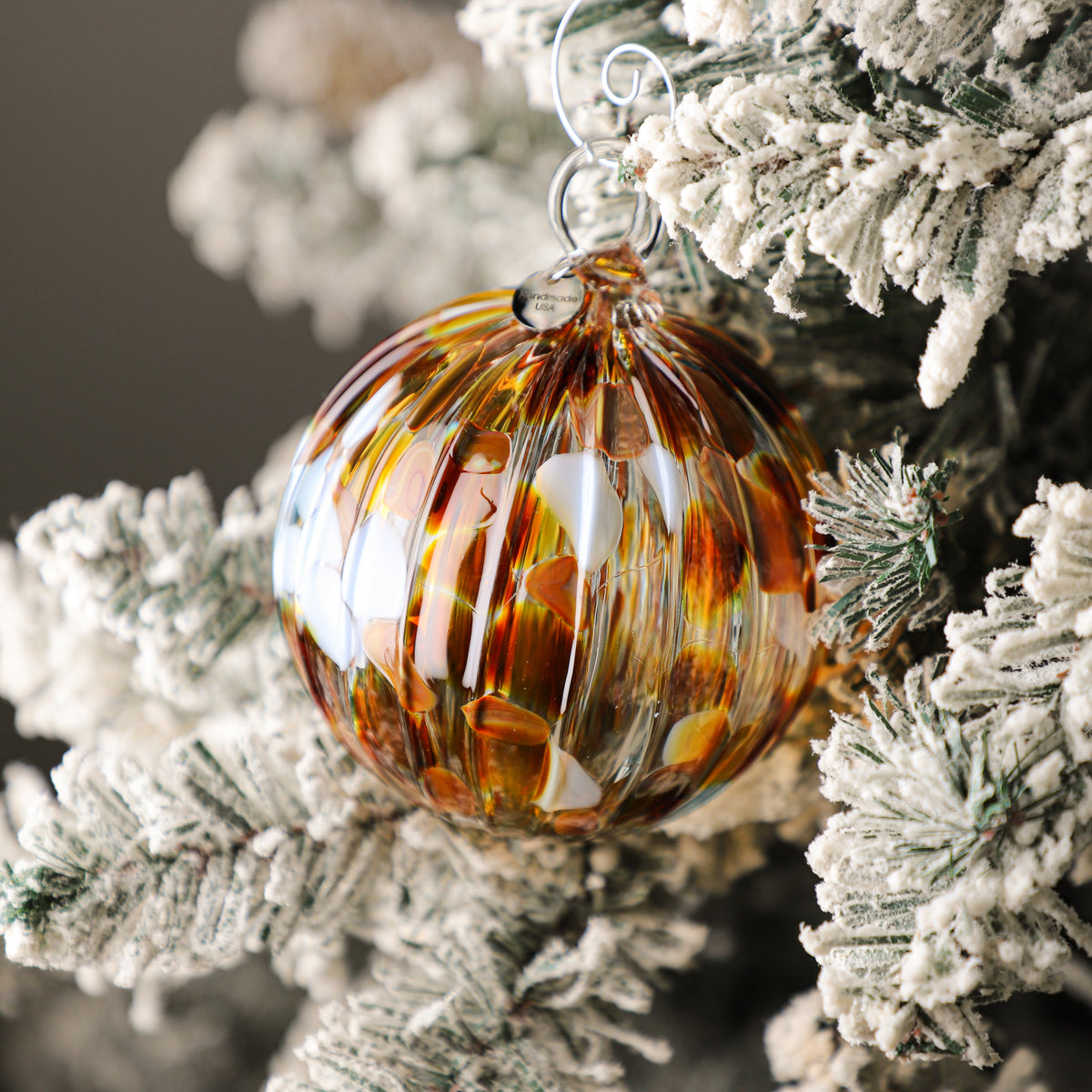 Fall Into Winter Handblown Glass Ornament
