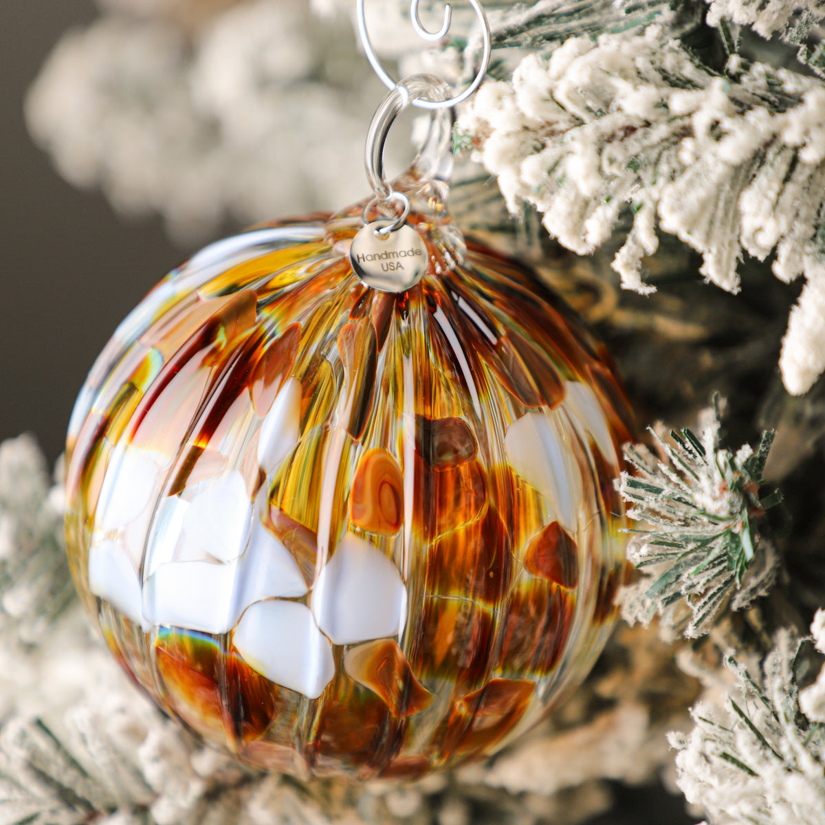 Fall Into Winter Handblown Glass Ornament