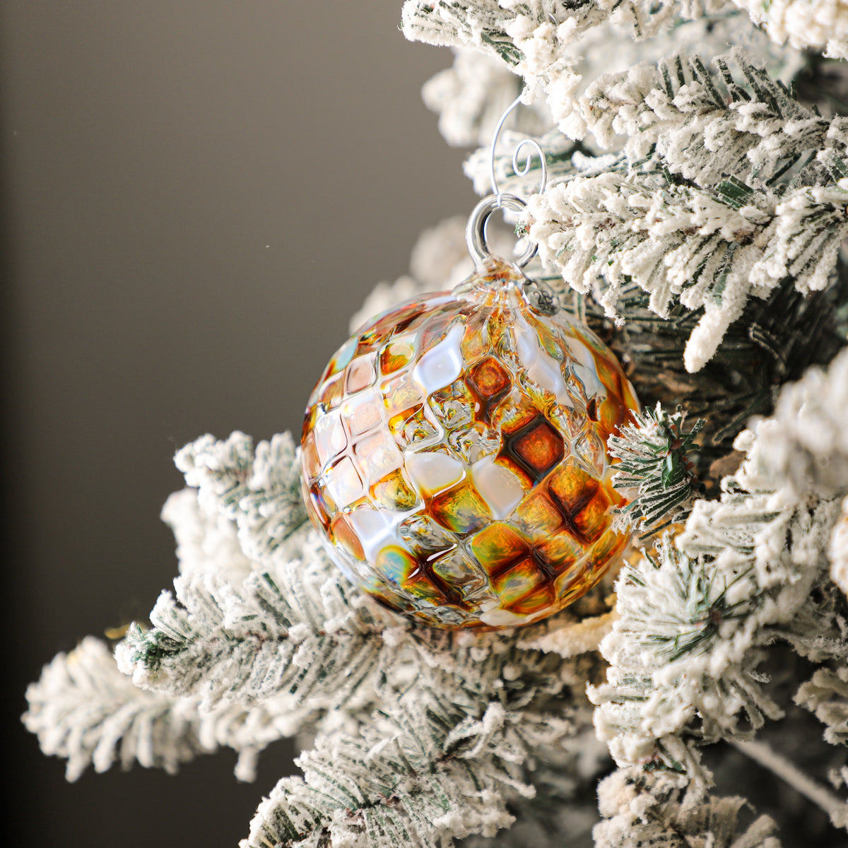 Fall Into Winter Handblown Glass Ornament