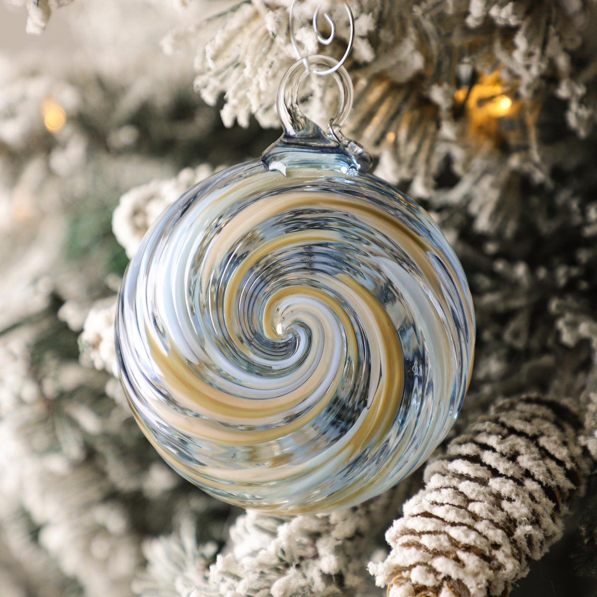 Snowed In w/Nog & Knits Handblown Glass Ornament