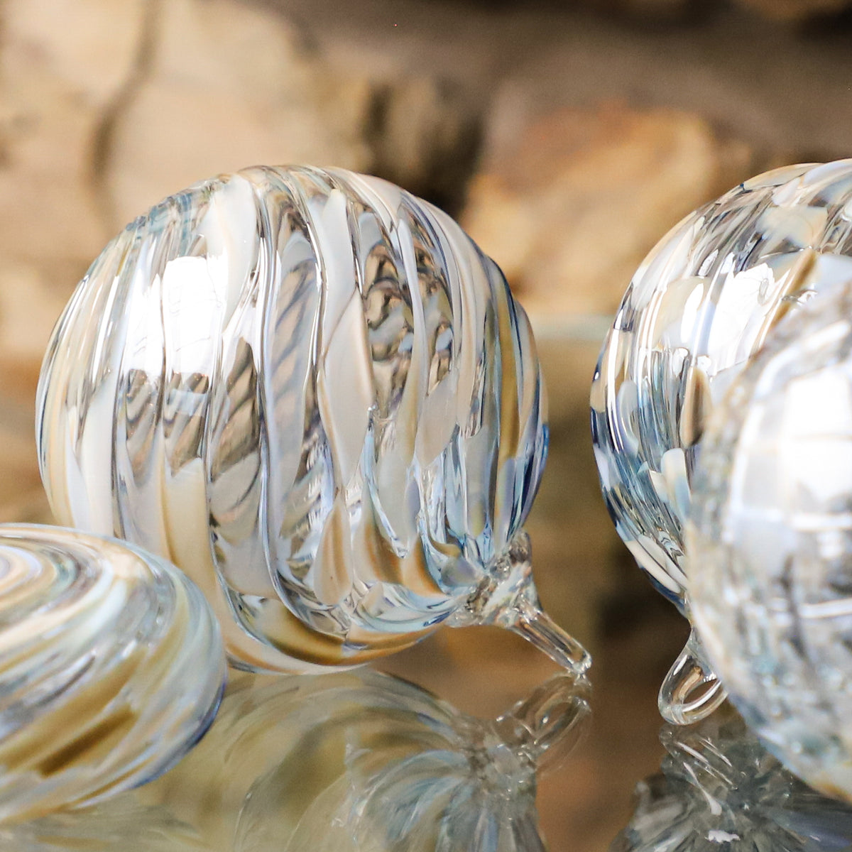 Snowed In w/Nog & Knits Handblown Glass Ornament