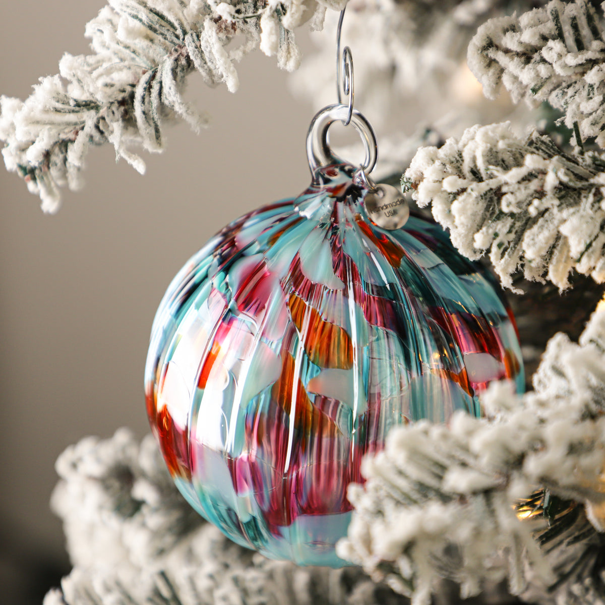 Santa's Little Helper Handblown Glass Ornament