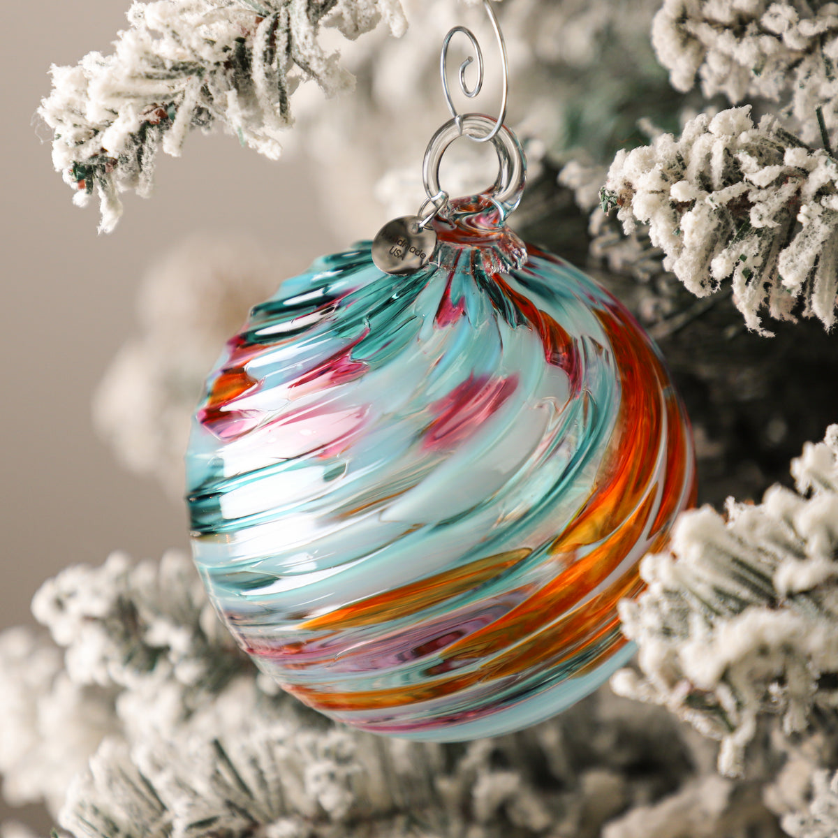 Santa's Little Helper Handblown Glass Ornament