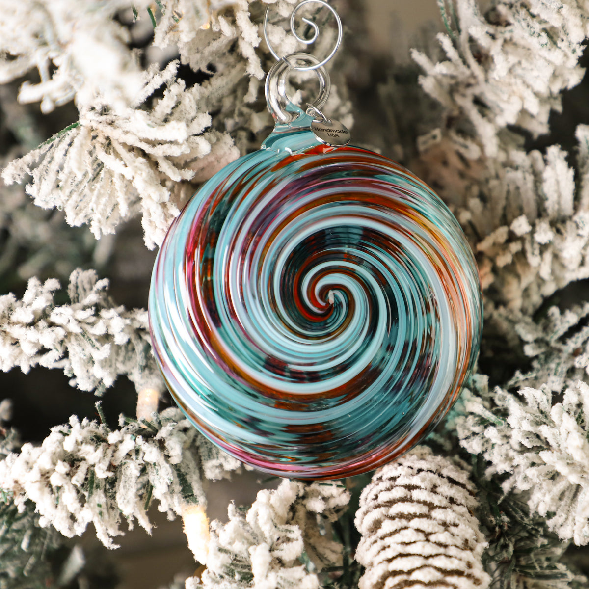 Santa's Little Helper Handblown Glass Ornament